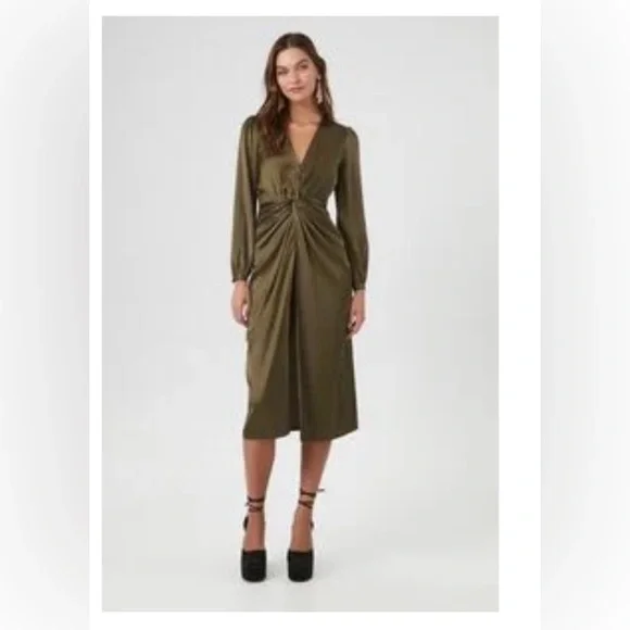 Olive green midi dress!